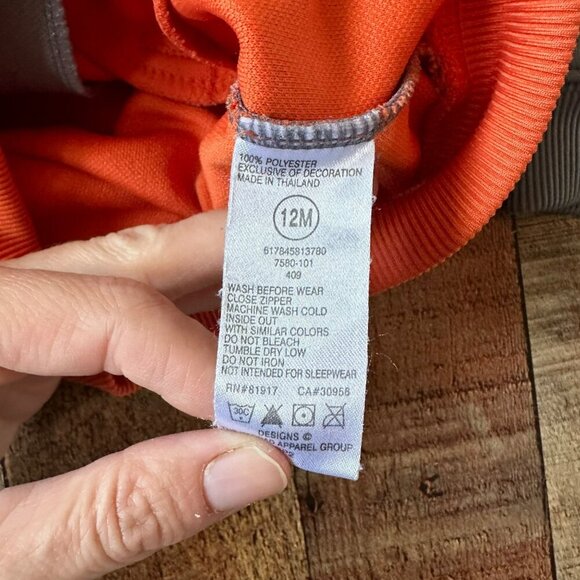 Nike Baby Jacket 12M Orange & Gray Full Zip With Pockets Cozy Polyester Blend - Picture 6 of 7